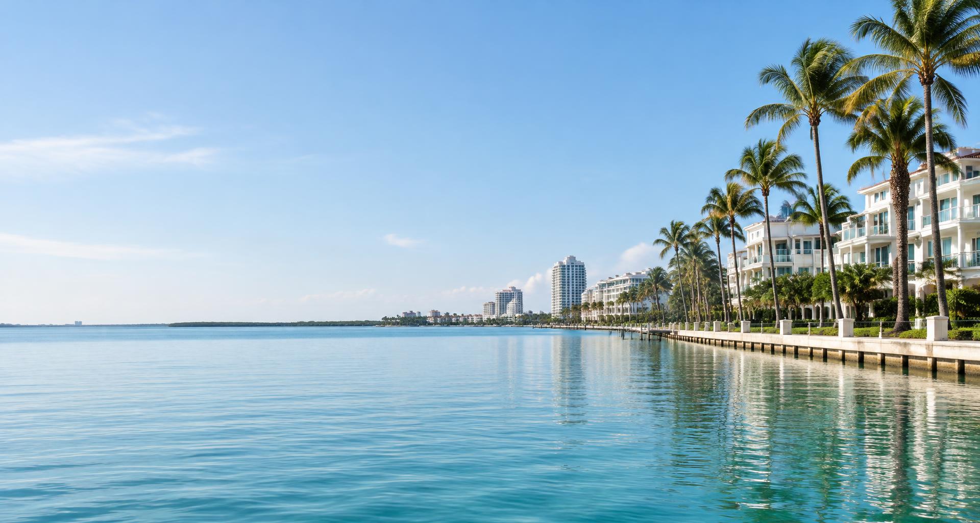 Palm-lined Florida waterfront